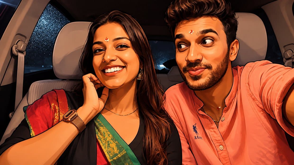 Sanjit and Sandra on a night drive