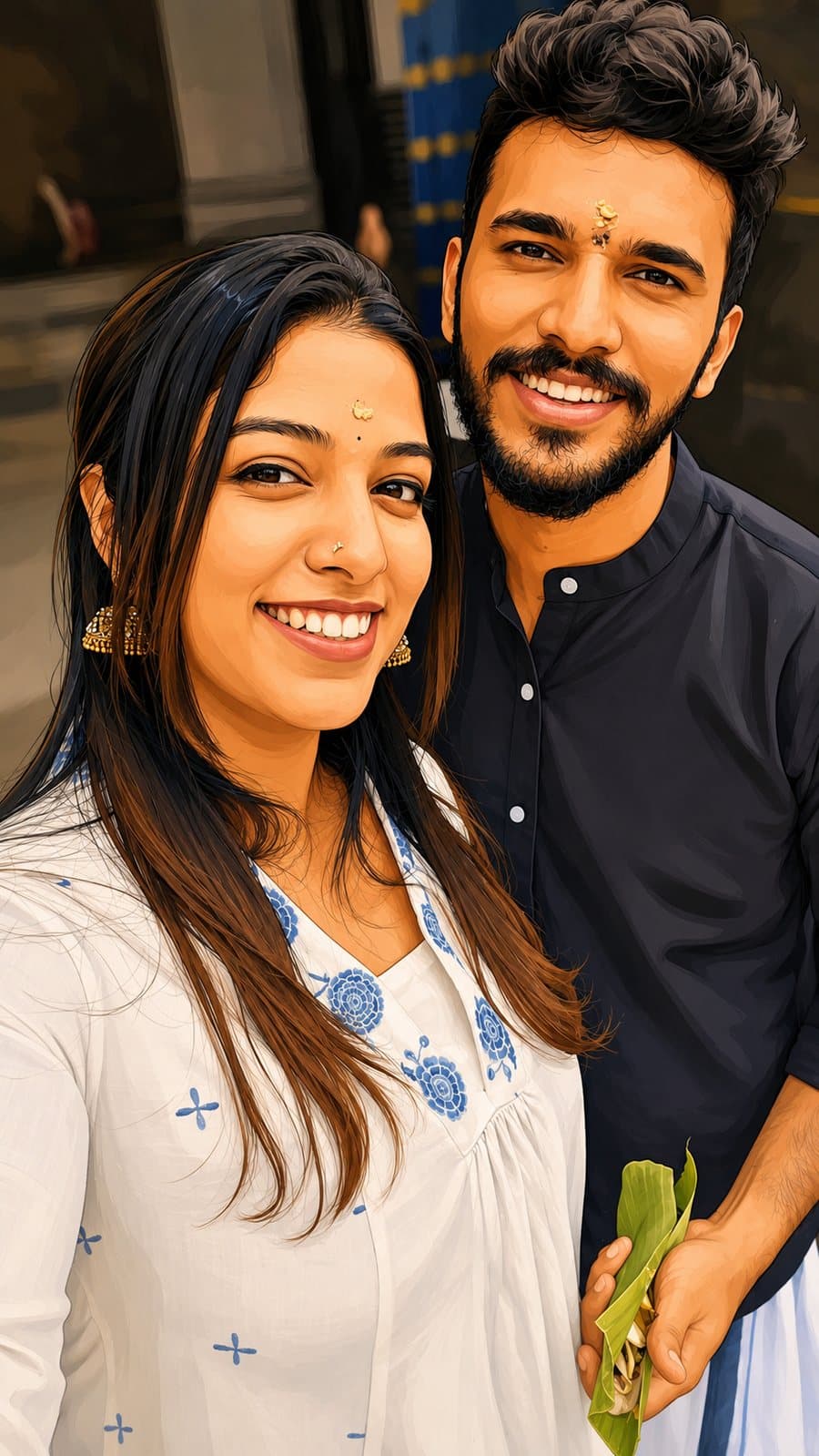 Sanjit and Sandra at the temple